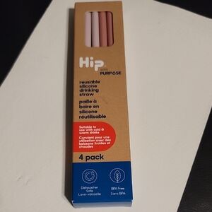 Hip Reusable Silicone Drinking Straws - 4 Pack